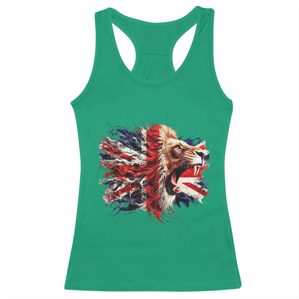 Roaring British Lion Flag Racerback Tank Top Union Jack UK Pride TS02 Irish Green Print Your Wear