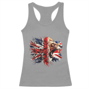 Roaring British Lion Flag Racerback Tank Top Union Jack UK Pride TS02 Sport Gray Print Your Wear