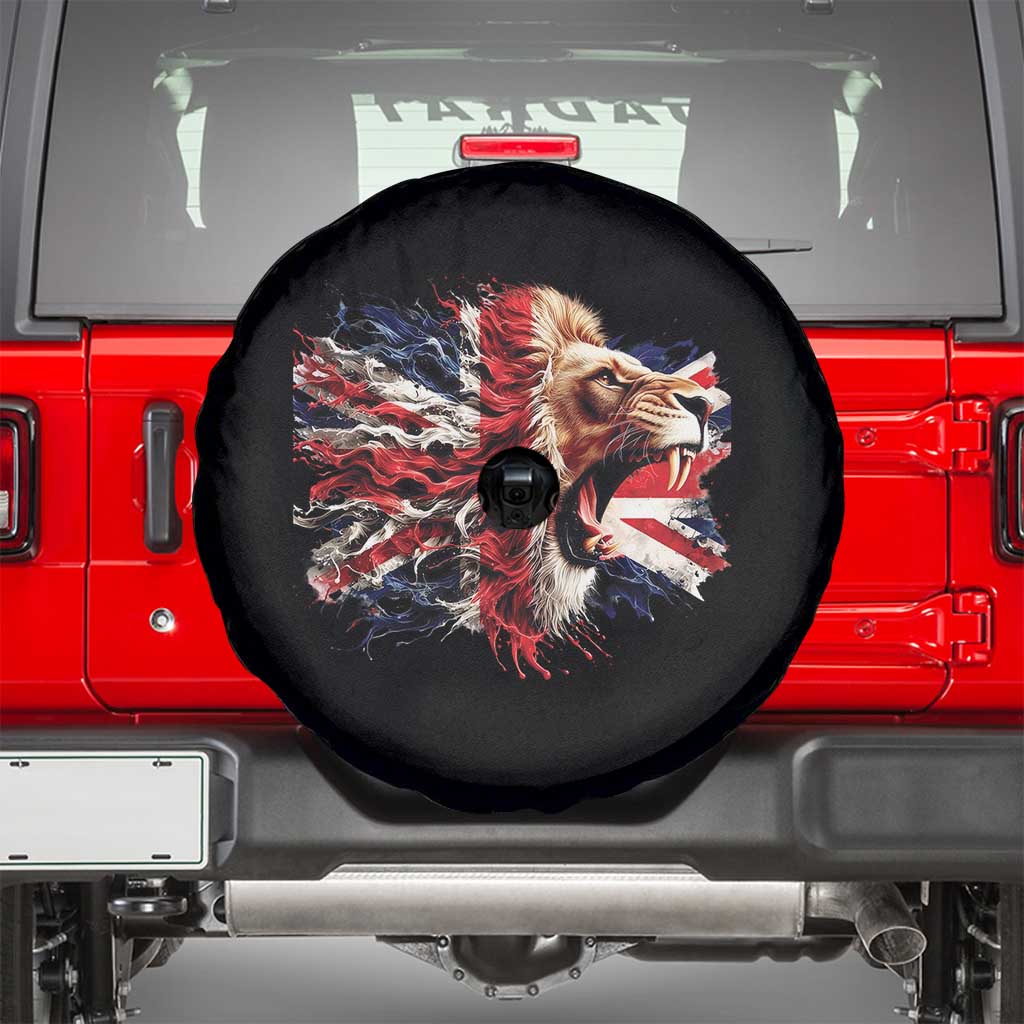 Roaring British Lion Flag Spare Tire Cover Union Jack UK Pride TS02 Black Print Your Wear