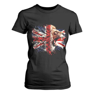 Roaring British Lion Flag T Shirt For Women Union Jack UK Pride TS02 Black Print Your Wear