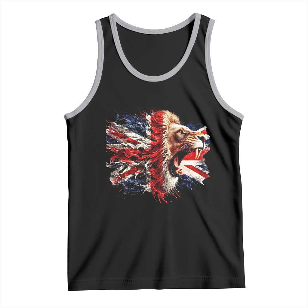 Roaring British Lion Flag Tank Top Union Jack UK Pride TS02 Black Athletic Heather Print Your Wear