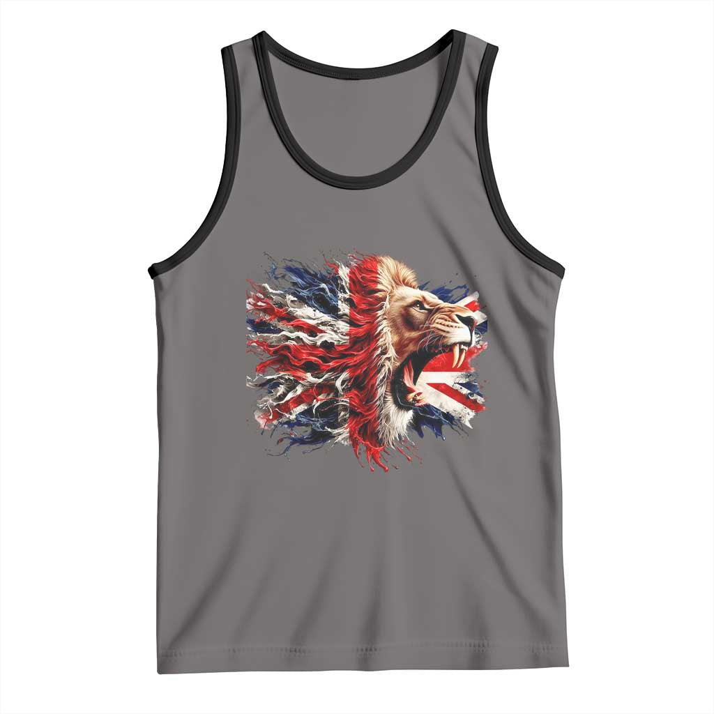 Roaring British Lion Flag Tank Top Union Jack UK Pride TS02 Deep Heather Black Print Your Wear