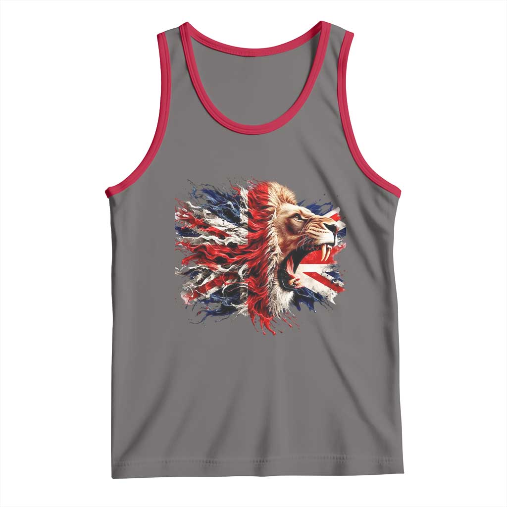 Roaring British Lion Flag Tank Top Union Jack UK Pride TS02 Deep Heather Red Print Your Wear