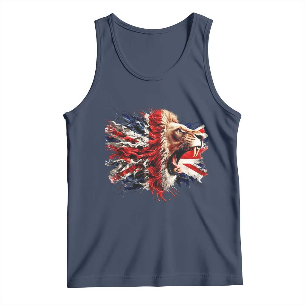 Roaring British Lion Flag Tank Top Union Jack UK Pride TS02 Navy Print Your Wear