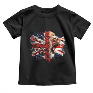 Roaring British Lion Flag Toddler T Shirt Union Jack UK Pride TS02 Black Print Your Wear
