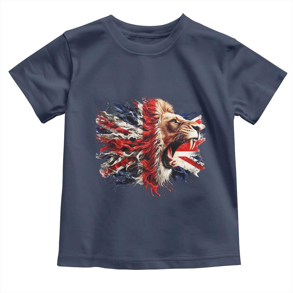 Roaring British Lion Flag Toddler T Shirt Union Jack UK Pride TS02 Navy Print Your Wear