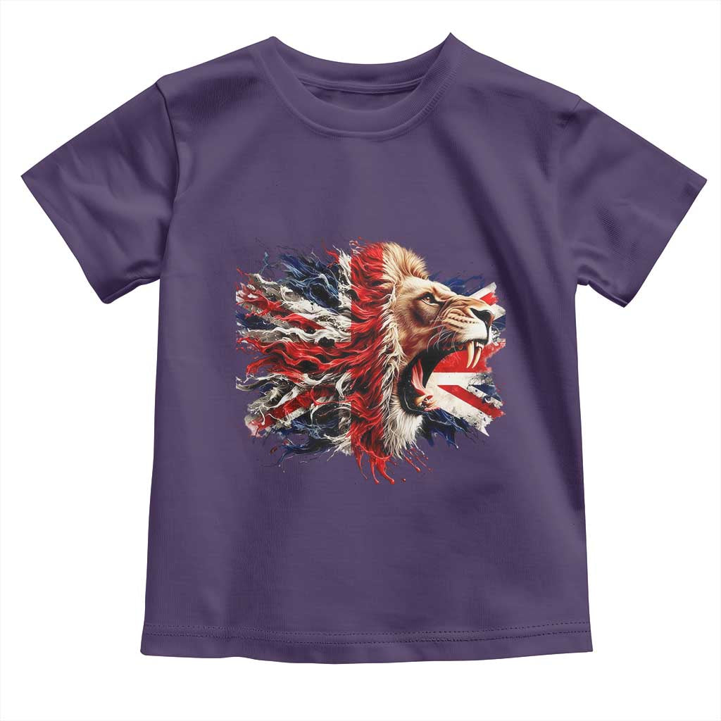 Roaring British Lion Flag Toddler T Shirt Union Jack UK Pride TS02 Purple Print Your Wear