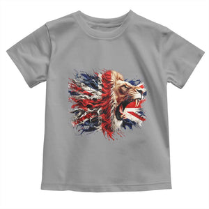 Roaring British Lion Flag Toddler T Shirt Union Jack UK Pride TS02 Sport Gray Print Your Wear