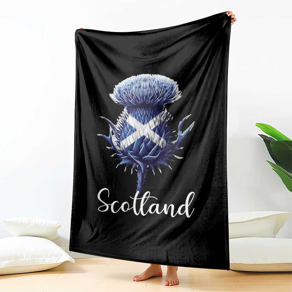 Scotland Thistle Floral Emblem Saltire Flag Throw Blanket Patriotic Scottish Heritage
