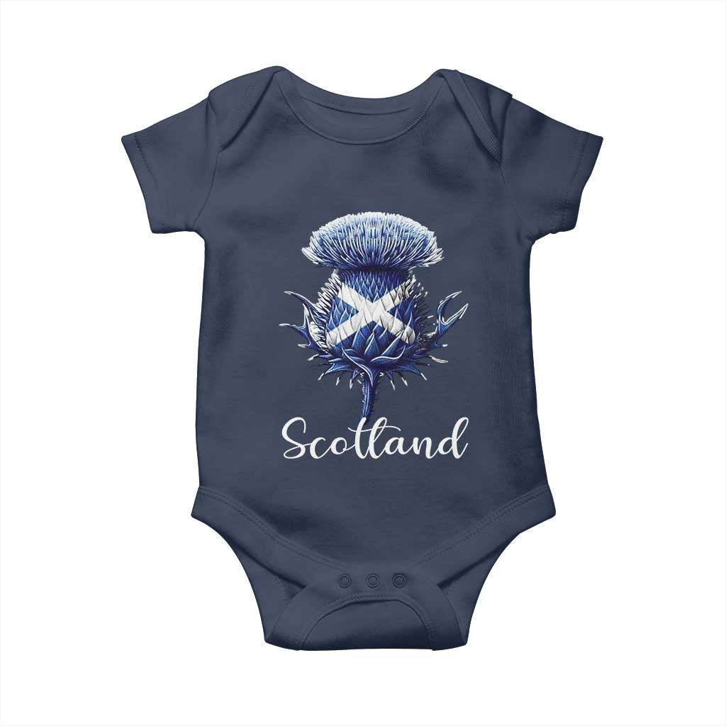 Scotland Thistle Floral Emblem Saltire Flag Baby Onesie Patriotic Scottish Heritage TS02 Navy Print Your Wear