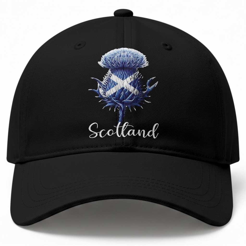 Scotland Thistle Floral Emblem Saltire Flag Baseball Cap Patriotic Scottish Heritage