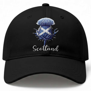 Scotland Thistle Floral Emblem Saltire Flag Baseball Cap Patriotic Scottish Heritage