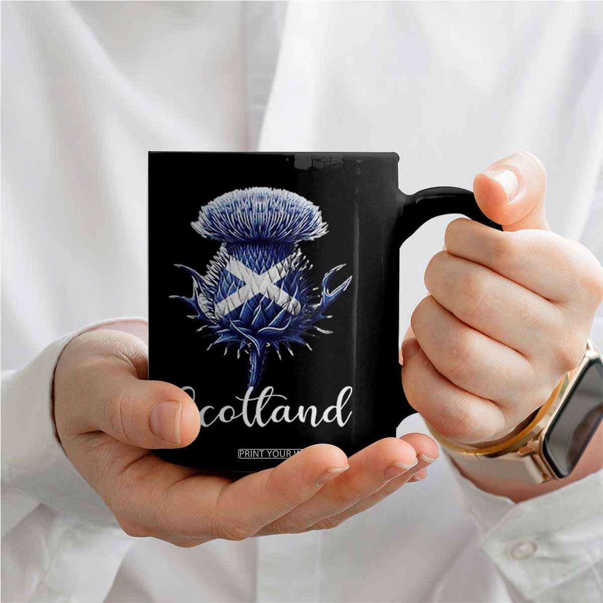 Scotland Thistle Floral Emblem Saltire Flag Coffee Mug Patriotic Scottish Heritage