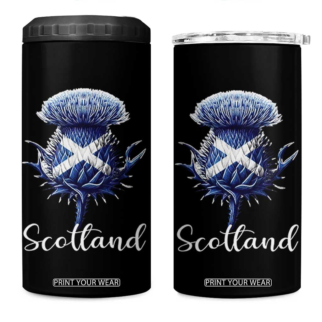 Scotland Thistle Floral Emblem Saltire Flag 4 in 1 Can Cooler Tumbler Patriotic Scottish Heritage