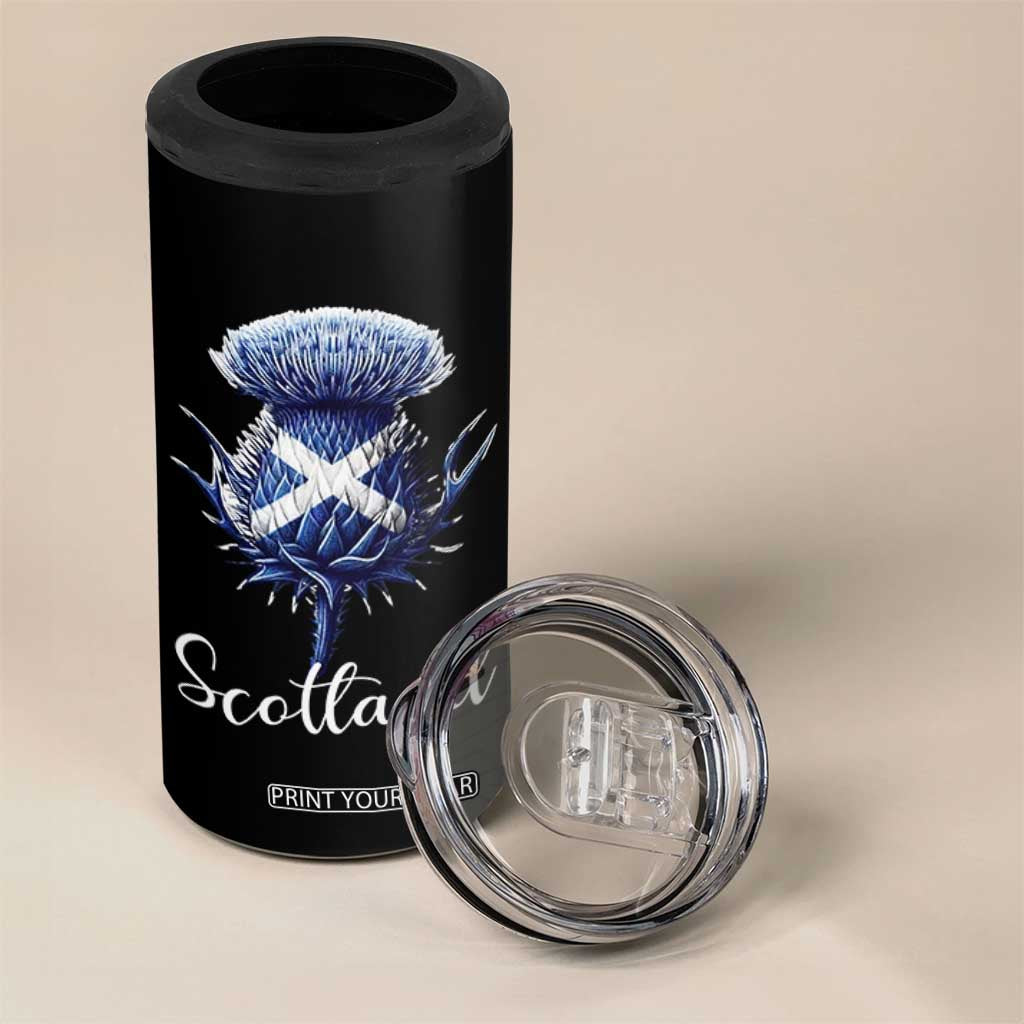 Scotland Thistle Floral Emblem Saltire Flag 4 in 1 Can Cooler Tumbler Patriotic Scottish Heritage