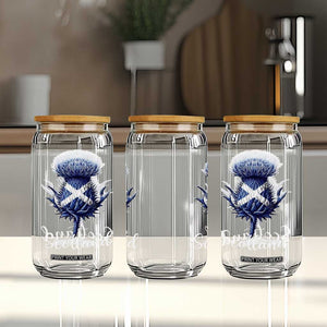 Scotland Thistle Floral Emblem Saltire Flag Glass Can Patriotic Scottish Heritage