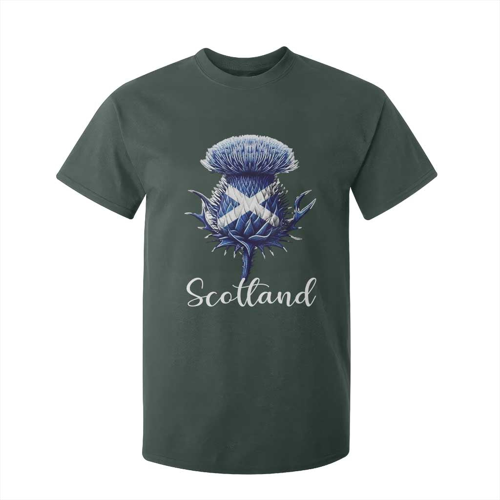 Scotland Thistle Floral Emblem Saltire Flag T Shirt For Kid Patriotic Scottish Heritage