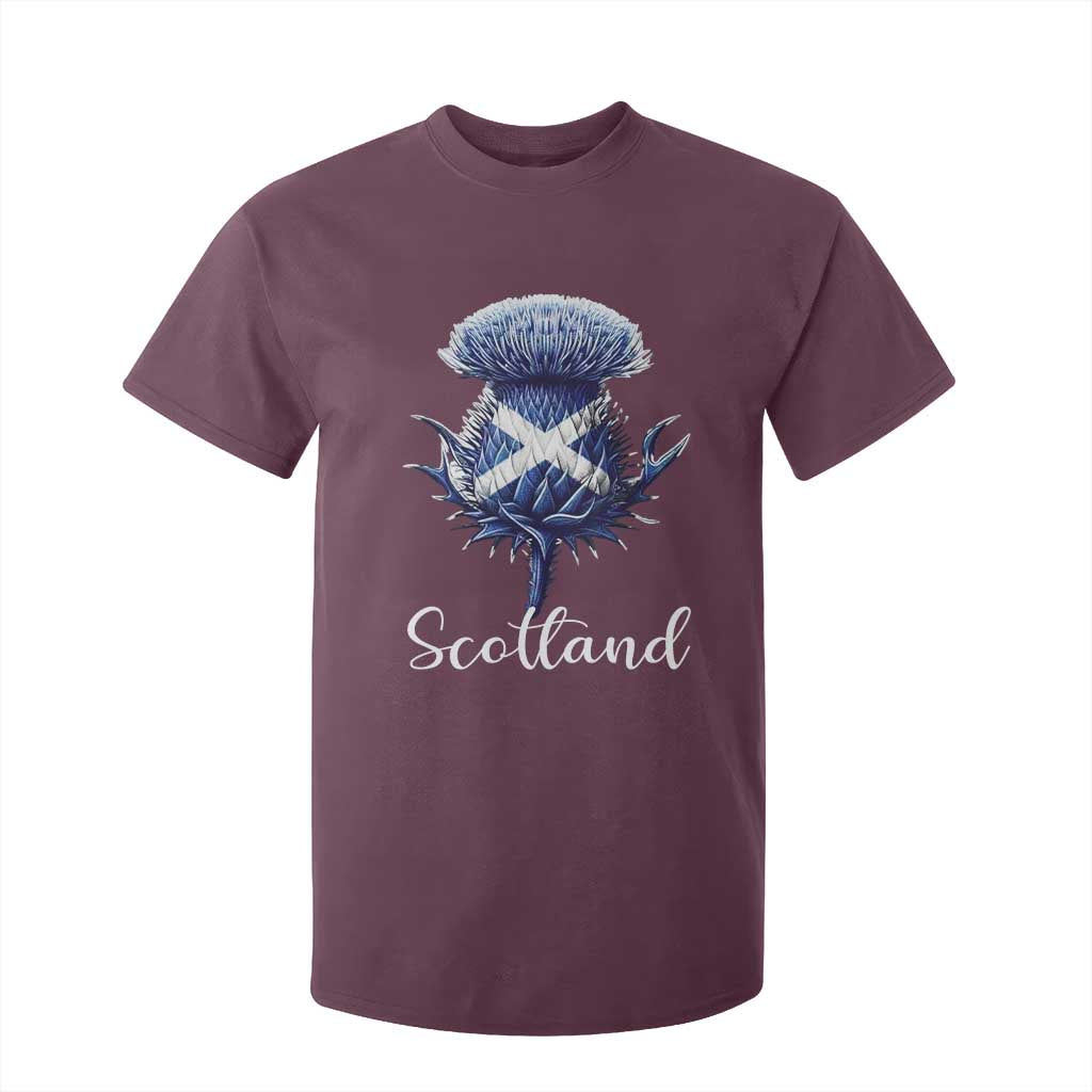 Scotland Thistle Floral Emblem Saltire Flag T Shirt For Kid Patriotic Scottish Heritage
