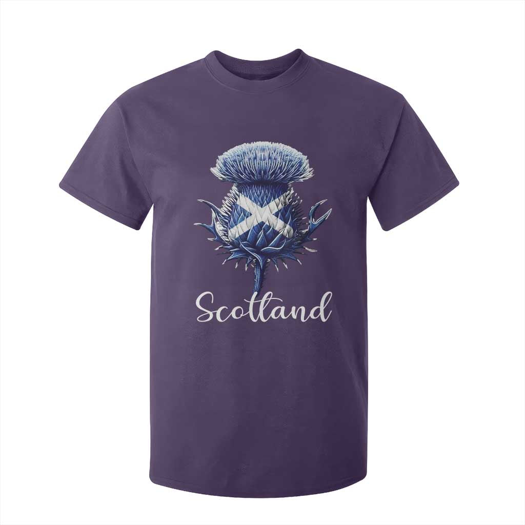 Scotland Thistle Floral Emblem Saltire Flag T Shirt For Kid Patriotic Scottish Heritage