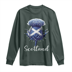 Scotland Thistle Floral Emblem Saltire Flag Long Sleeve Shirt Patriotic Scottish Heritage