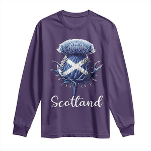 Scotland Thistle Floral Emblem Saltire Flag Long Sleeve Shirt Patriotic Scottish Heritage