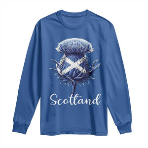 Scotland Thistle Floral Emblem Saltire Flag Long Sleeve Shirt Patriotic Scottish Heritage