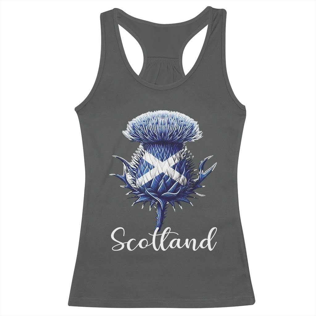 Scotland Thistle Floral Emblem Saltire Flag Racerback Tank Top Patriotic Scottish Heritage