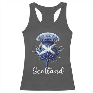 Scotland Thistle Floral Emblem Saltire Flag Racerback Tank Top Patriotic Scottish Heritage