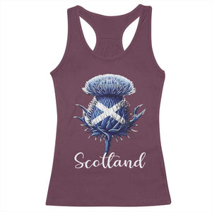 Scotland Thistle Floral Emblem Saltire Flag Racerback Tank Top Patriotic Scottish Heritage