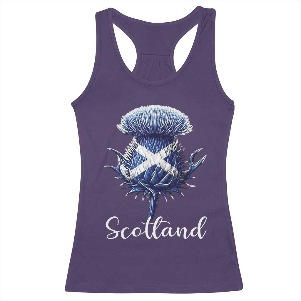 Scotland Thistle Floral Emblem Saltire Flag Racerback Tank Top Patriotic Scottish Heritage