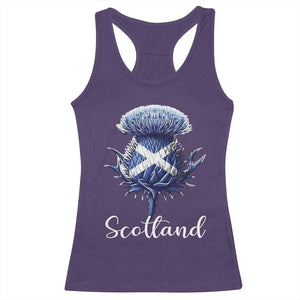 Scotland Thistle Floral Emblem Saltire Flag Racerback Tank Top Patriotic Scottish Heritage