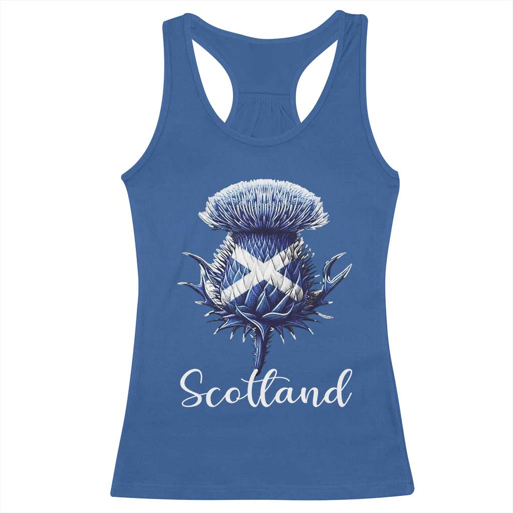 Scotland Thistle Floral Emblem Saltire Flag Racerback Tank Top Patriotic Scottish Heritage