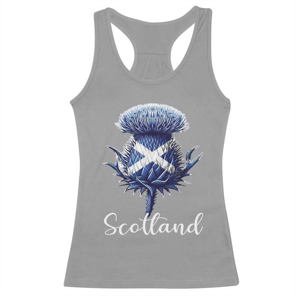 Scotland Thistle Floral Emblem Saltire Flag Racerback Tank Top Patriotic Scottish Heritage