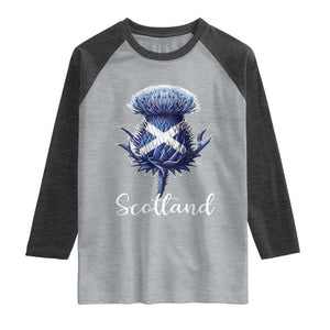Scotland Thistle Floral Emblem Saltire Flag Raglan Shirt Patriotic Scottish Heritage