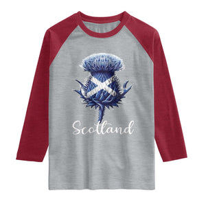 Scotland Thistle Floral Emblem Saltire Flag Raglan Shirt Patriotic Scottish Heritage