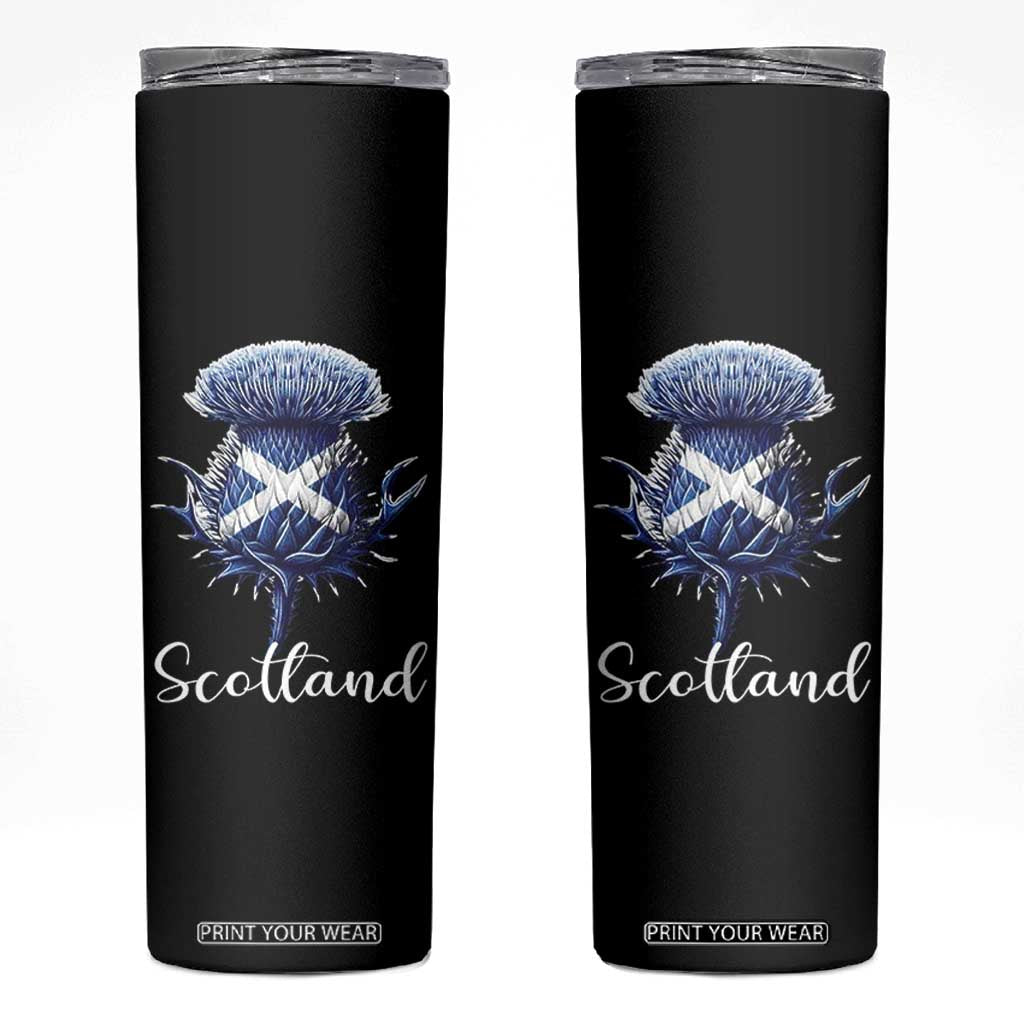 Scotland Thistle Floral Emblem Saltire Flag Skinny Tumbler Patriotic Scottish Heritage