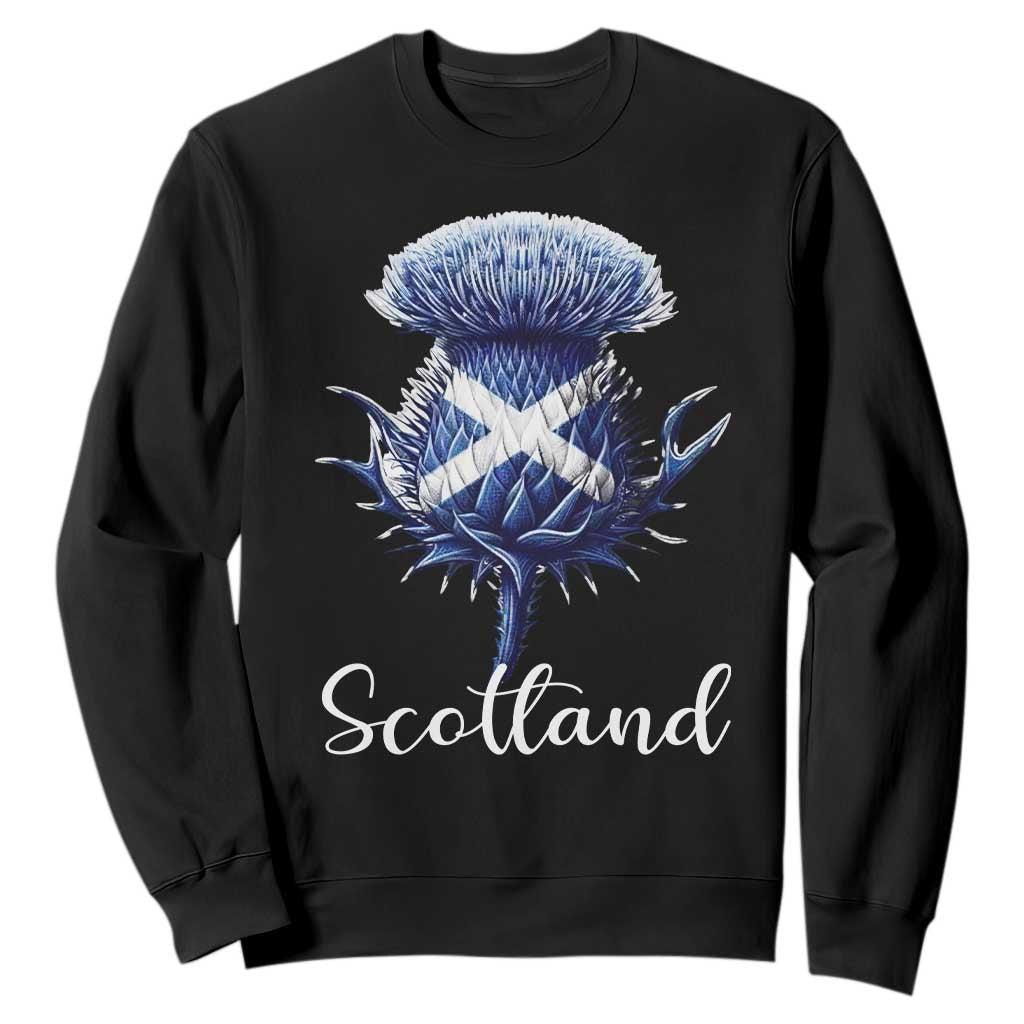 Scotland Thistle Floral Emblem Saltire Flag Sweatshirt Patriotic Scottish Heritage