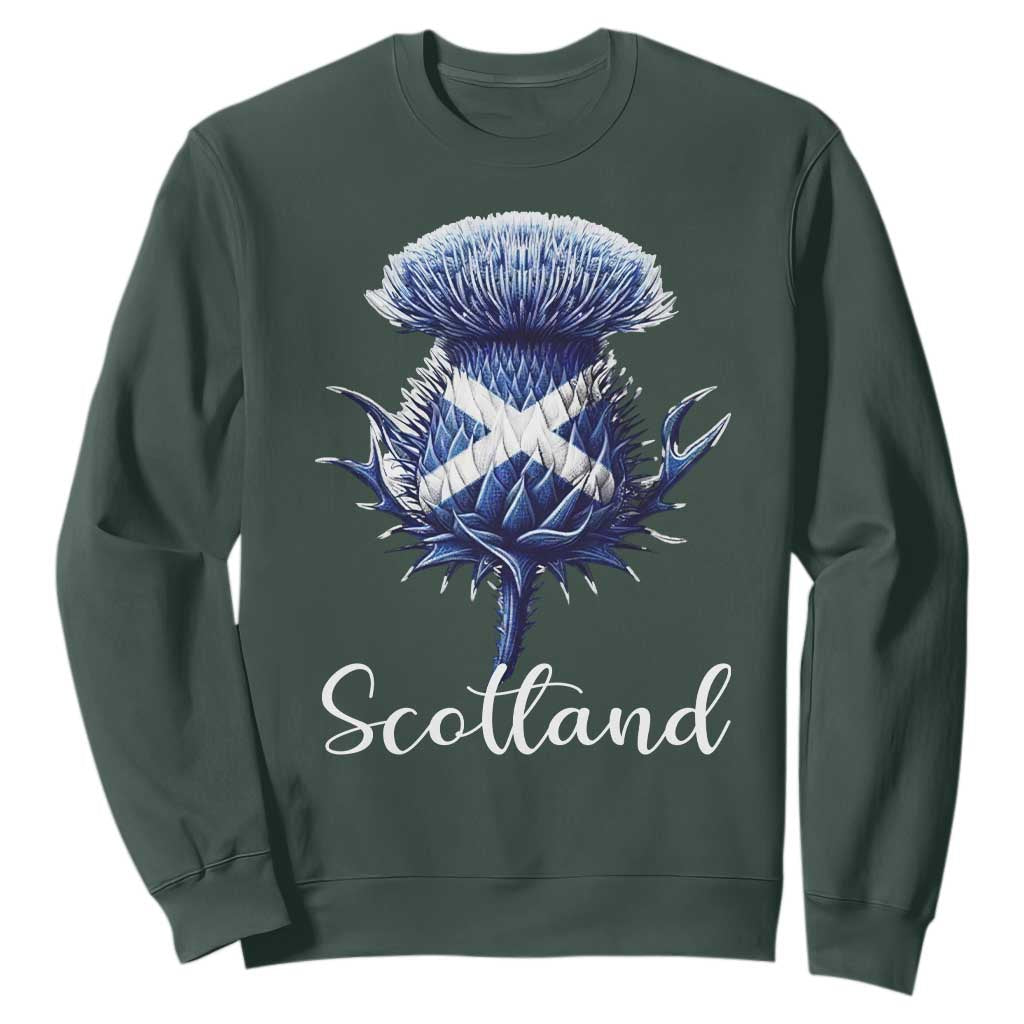 Scotland Thistle Floral Emblem Saltire Flag Sweatshirt Patriotic Scottish Heritage