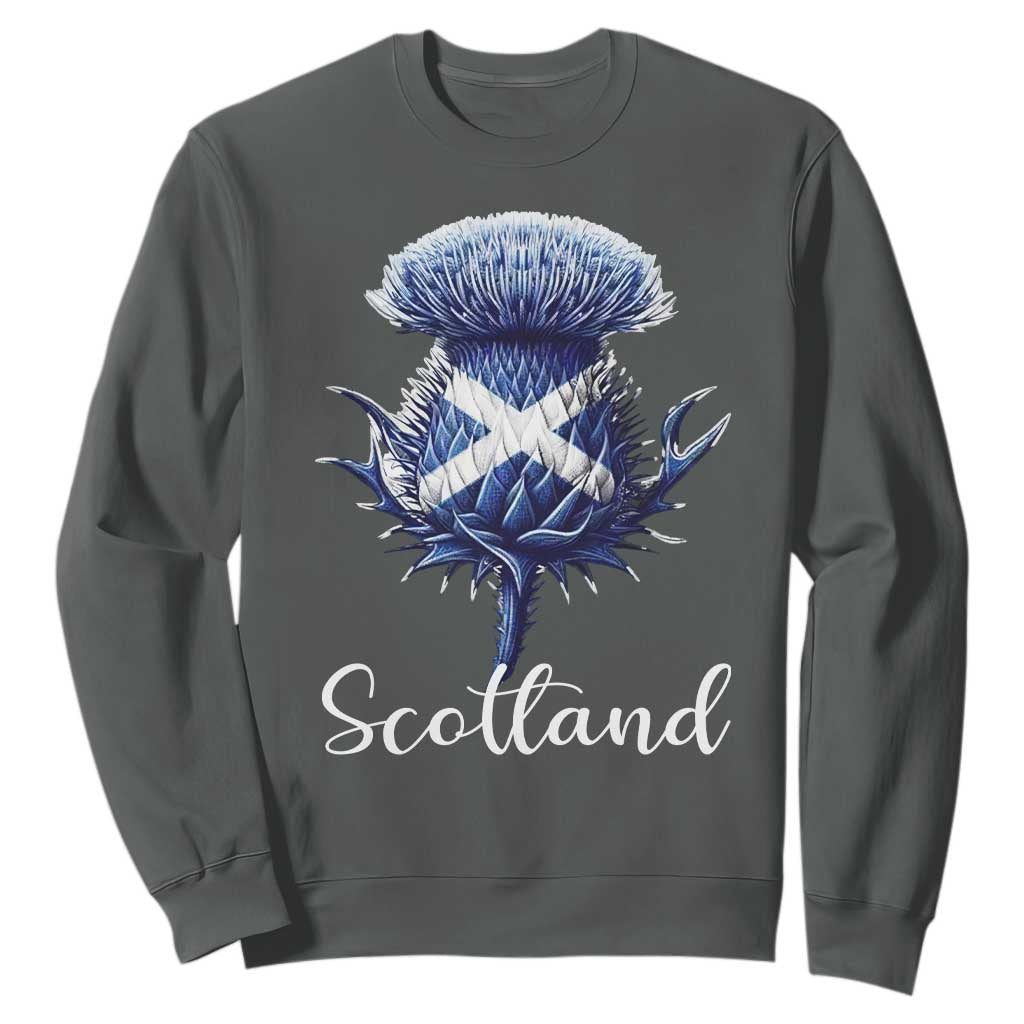 Scotland Thistle Floral Emblem Saltire Flag Sweatshirt Patriotic Scottish Heritage