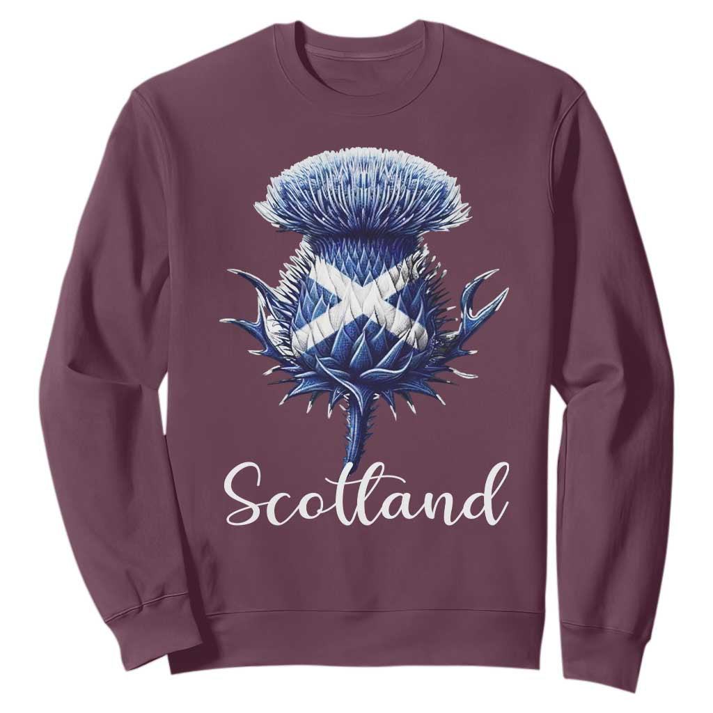 Scotland Thistle Floral Emblem Saltire Flag Sweatshirt Patriotic Scottish Heritage