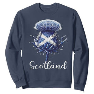 Scotland Thistle Floral Emblem Saltire Flag Sweatshirt Patriotic Scottish Heritage