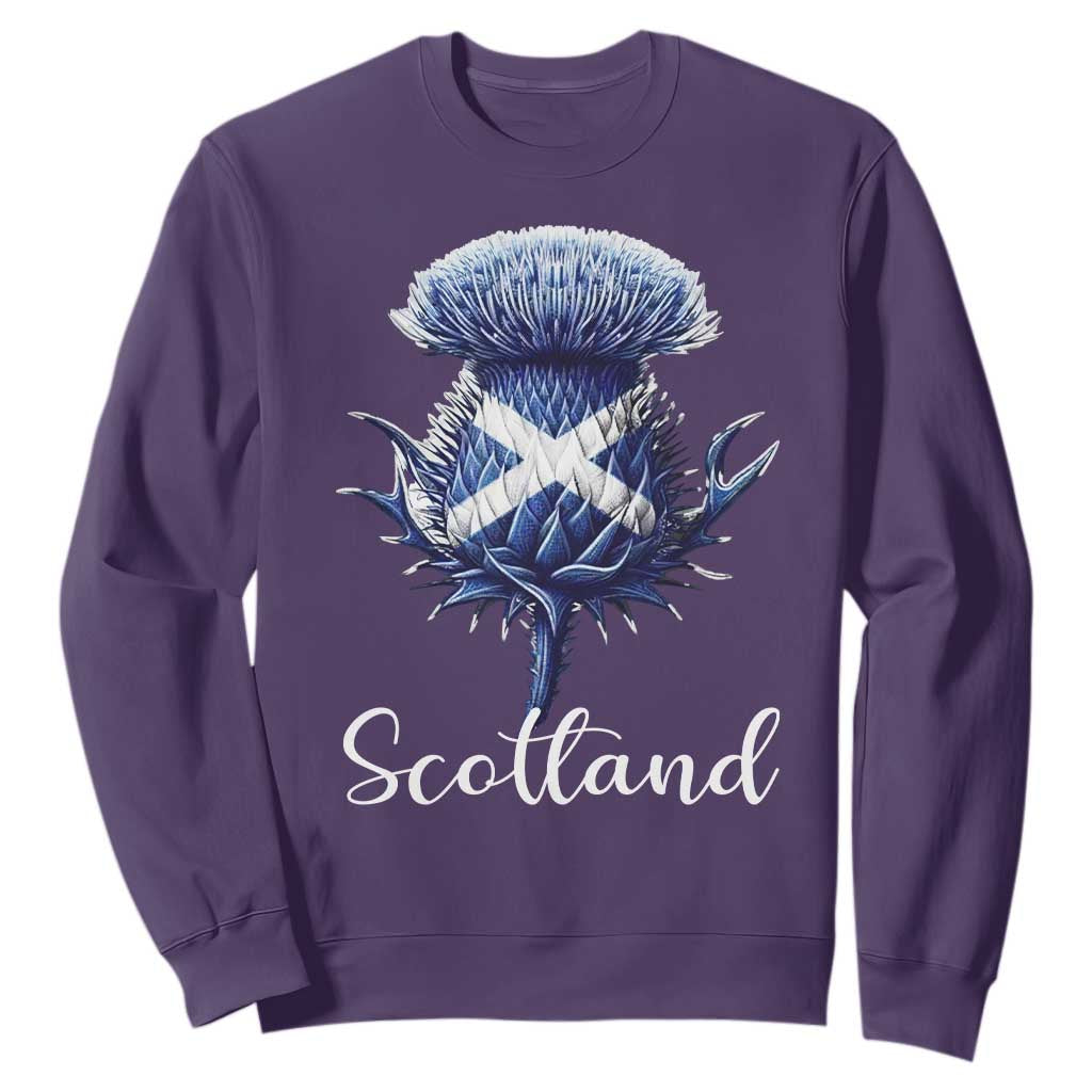 Scotland Thistle Floral Emblem Saltire Flag Sweatshirt Patriotic Scottish Heritage