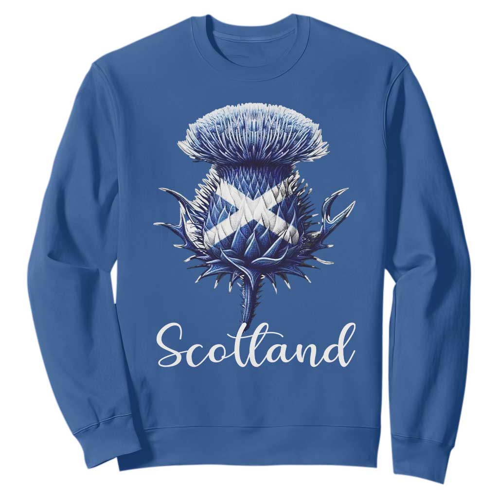 Scotland Thistle Floral Emblem Saltire Flag Sweatshirt Patriotic Scottish Heritage