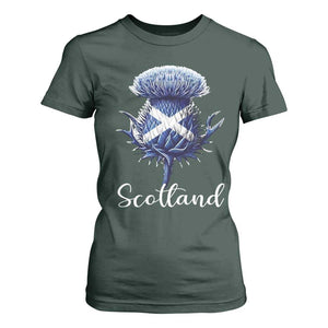 Scotland Thistle Floral Emblem Saltire Flag T Shirt For Women Patriotic Scottish Heritage