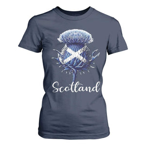Scotland Thistle Floral Emblem Saltire Flag T Shirt For Women Patriotic Scottish Heritage