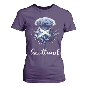 Scotland Thistle Floral Emblem Saltire Flag T Shirt For Women Patriotic Scottish Heritage