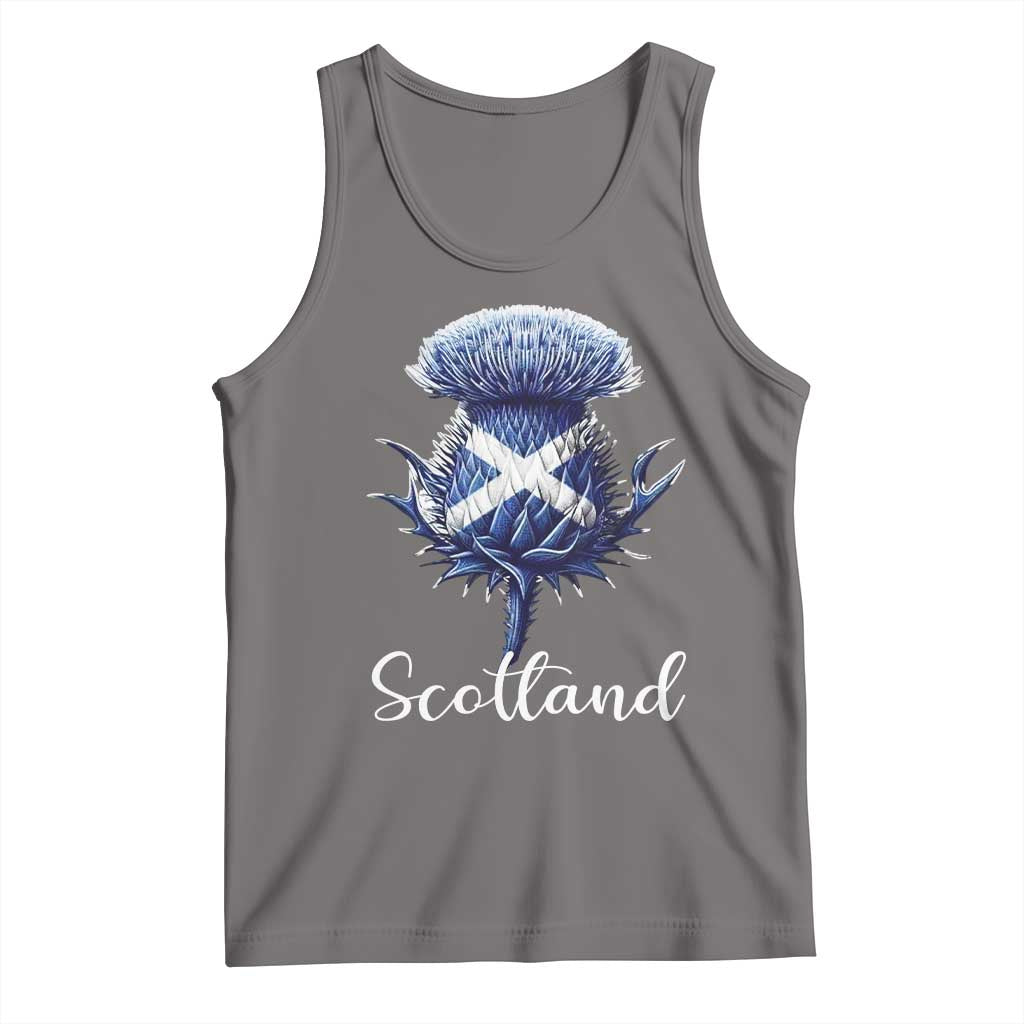 Scotland Thistle Floral Emblem Saltire Flag Tank Top Patriotic Scottish Heritage