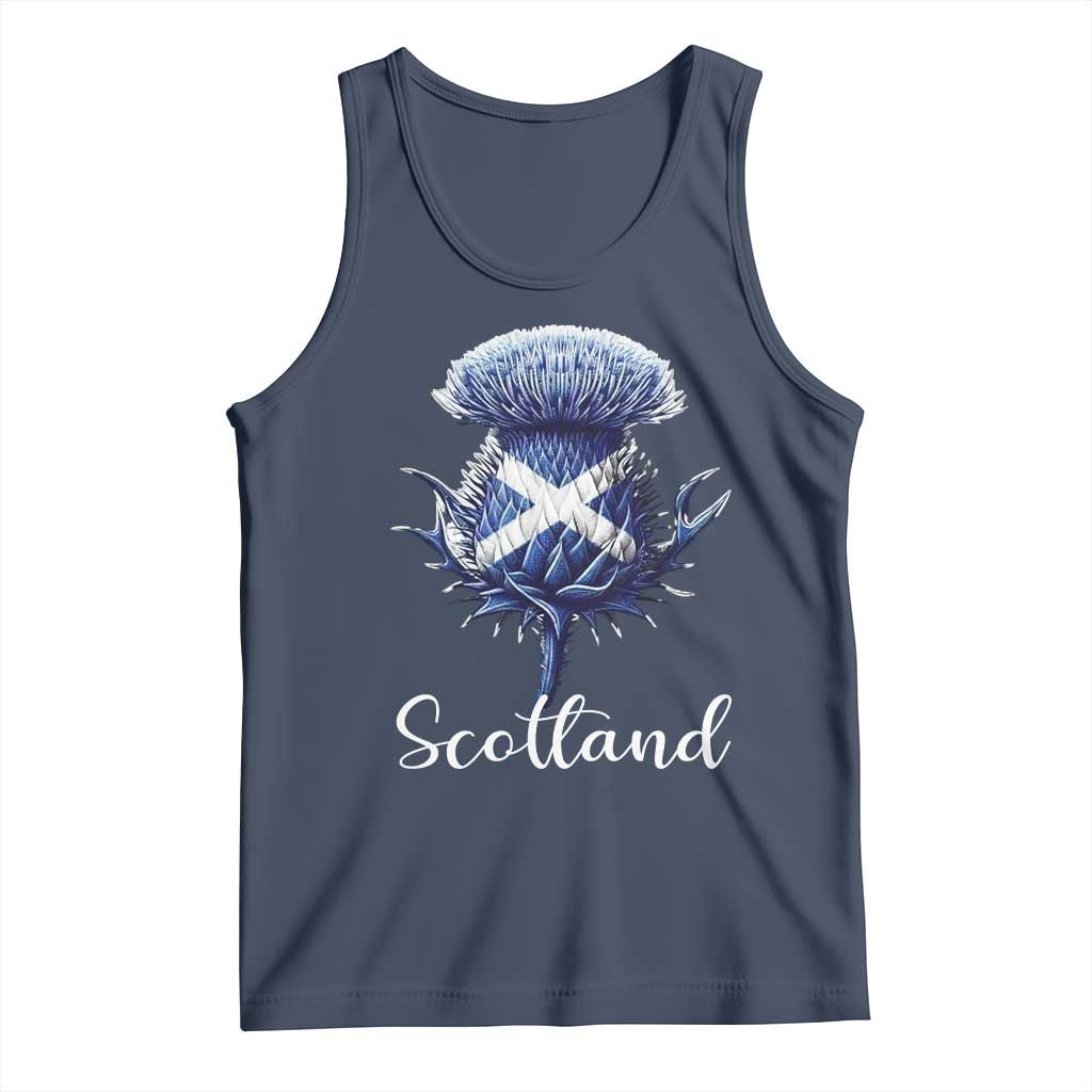 Scotland Thistle Floral Emblem Saltire Flag Tank Top Patriotic Scottish Heritage