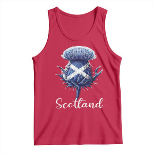 Scotland Thistle Floral Emblem Saltire Flag Tank Top Patriotic Scottish Heritage