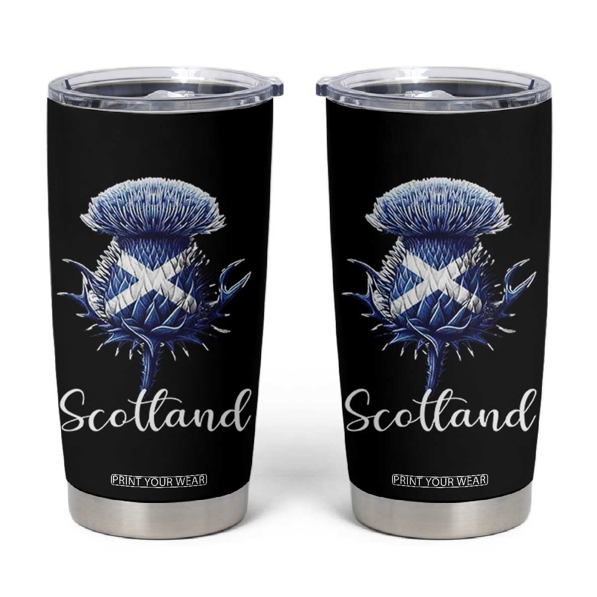Scotland Thistle Floral Emblem Saltire Flag Tumbler Cup Patriotic Scottish Heritage TS02 Black Print Your Wear